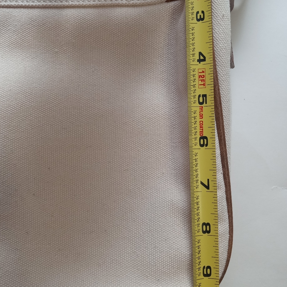 SOLD!Brandy Melville cow leather canvas brown cream shoulder messenger handbag - Picture 13 of 16